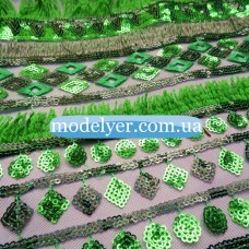 Ткань Пайеточная с бахромой (зеленый)